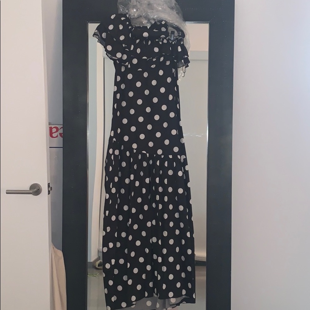 Caroline constas Rhea polka dot one shoulder gown - Picture 2 of 11